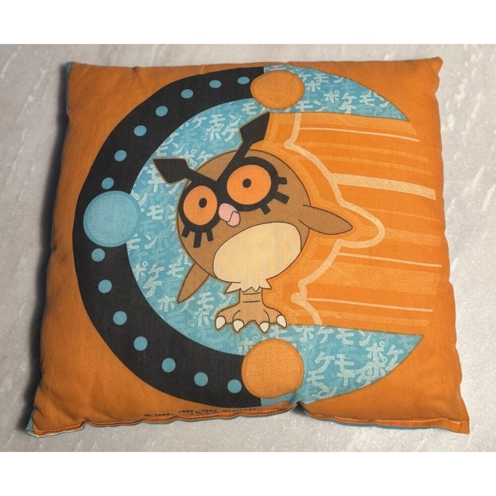Vintage 1998 Pokemon Square Throw Pillows Double Sided Scizor Hoothoot